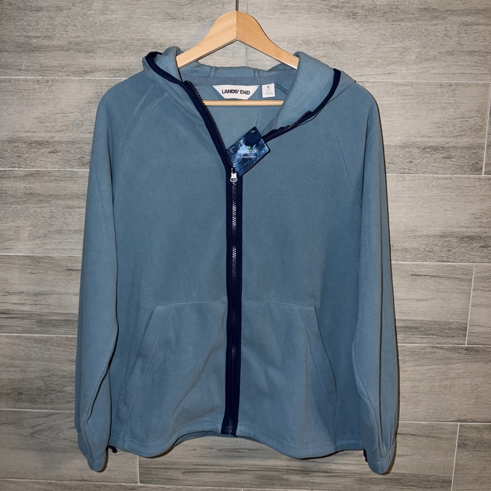 Lands' End Women's Any Weather Rain Defense Nanotex Full Zip Jacket Size S Blue